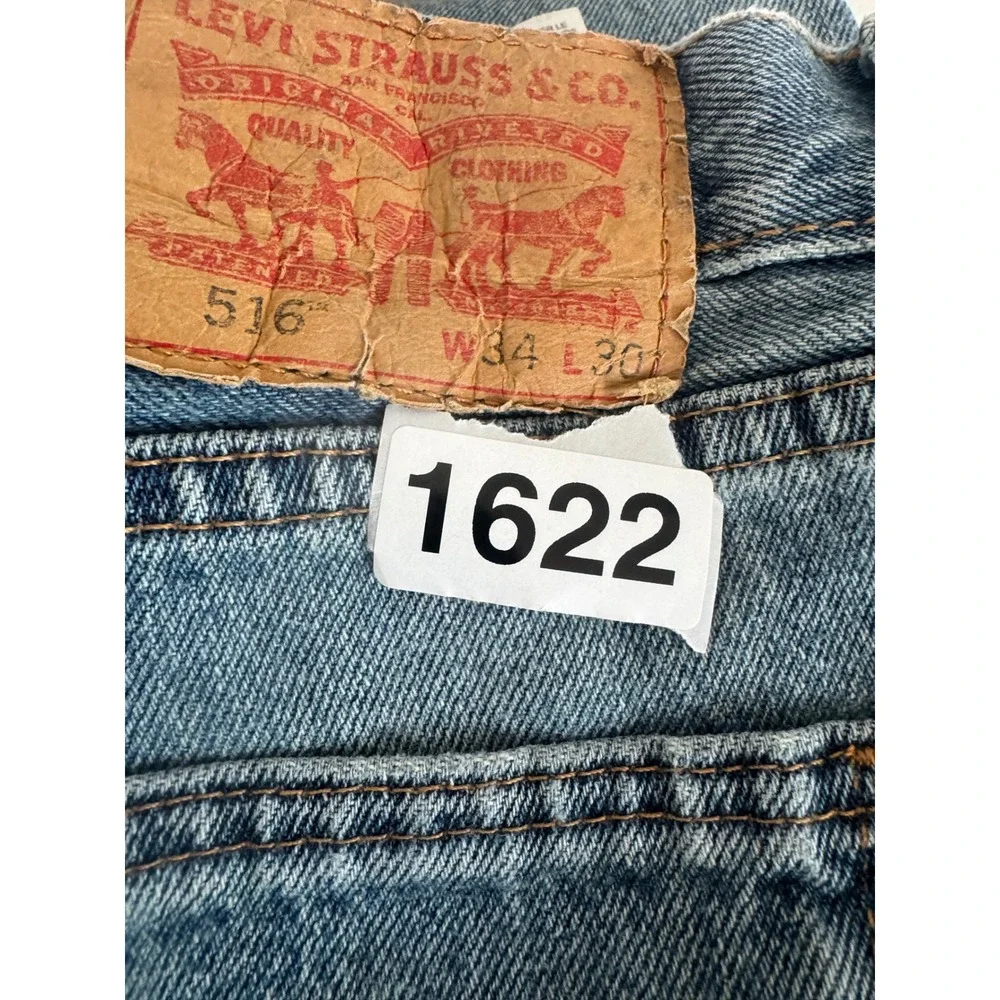 Levi's Jeans Mens 34x28 Blue 516 Straight Leg‎ Medium Wash Denim 100% Cotton
